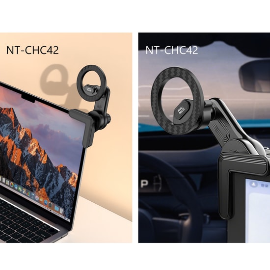 Nettech NT-CHC42 Tesla Laptop ve Araç İçi Manyetik Telefon Tutucu - Siyah, 360 Derece Döner, Güçlü Mıknatıs, Kolay Monta