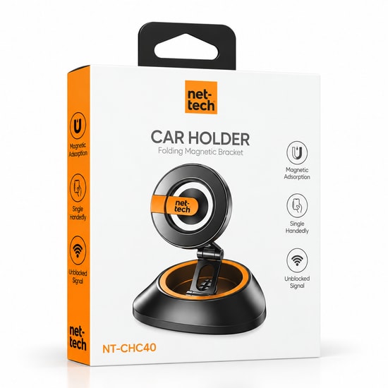 Nettech NT-CHC40 Magsafe Araç İçi Yapışkan Etkili Telefon Tutucu (Siyah) - Güçlü Mıknatıs, 360 Derece Dönüş Hızlı Montaj