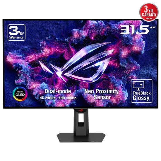 Asus ROG Strix OLED XG32UCWMG 31.5" 4K 240Hz Oyuncu Monitörü - Dual Mode 480Hz FHD, 0.03ms, HDR400, USB-C, Glossy, VESA