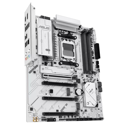 Asus B850 MAX GAMING WIFI 7 AM5 DDR5 BEYAZ ATX Anakart - 8000MHz(OC), 3xM.2, PCIe 5.0, Wi-Fi 7, BT 5.3, Aura RGB, AI Rea