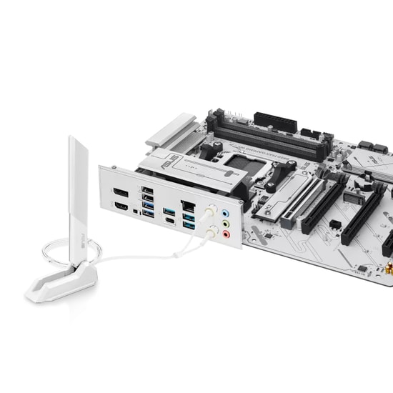 Asus B850 MAX GAMING WIFI 7 AM5 DDR5 BEYAZ ATX Anakart - 8000MHz(OC), 3xM.2, PCIe 5.0, Wi-Fi 7, BT 5.3, Aura RGB, AI Rea