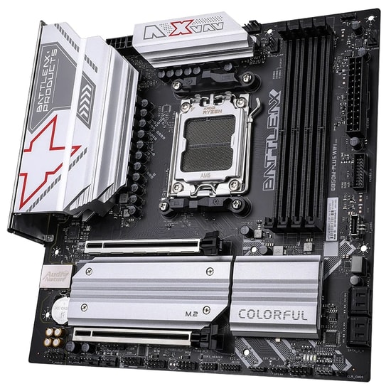 Colorful BATTLE-AX B850M-PLUS WIFI 6 V14 DDR5 6800MHZ Anakart - AM5, 2xM.2, PCIe 5.0, Wi-Fi 6, BT 5.1, 192GB RAM, mATX