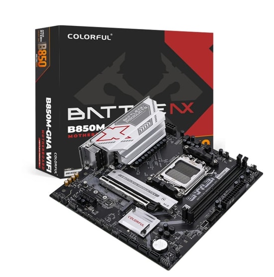 Colorful BATTLE-AX B850M-GHA WIFI 6E V14 DDR5 7200MHz Anakart - AM5, Wi-Fi 6E, 7200MHz, 2xM.2, PCIe 5.0, BT 5.3, mATX