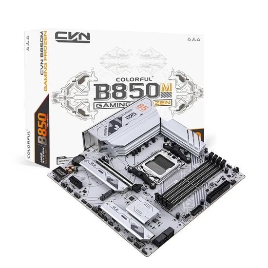 Colorful CVN B850M GAMING FROZEN V14A DDR5 8400MHz mATX AM5 Anakart - Wi-Fi 6, BT 5.2, 3xM.2, PCIe 5.0, 192GB RAM Destek