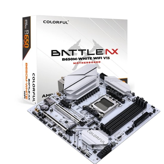 Colorful BATTLE-AX B650M-WHITE WIFI 6 V15 DDR5 7600 Anakart - AM5, 7600MHz, WiFi 6, 2xM.2, PCIe 5.0, 192GB RAM, mATX