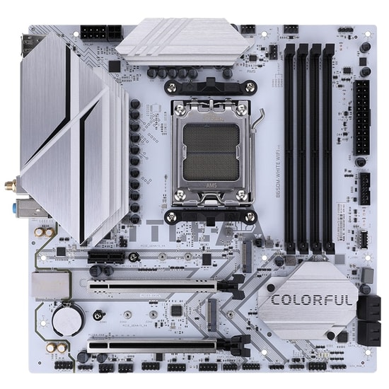 Colorful BATTLE-AX B650M-WHITE WIFI 6 V15 DDR5 7600 Anakart - AM5, 7600MHz, WiFi 6, 2xM.2, PCIe 5.0, 192GB RAM, mATX