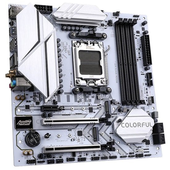 Colorful BATTLE-AX B650M-WHITE WIFI 6 V15 DDR5 7600 Anakart - AM5, 7600MHz, WiFi 6, 2xM.2, PCIe 5.0, 192GB RAM, mATX
