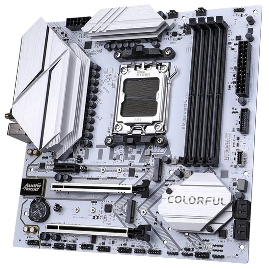 Colorful BATTLE-AX B650M-WHITE WIFI 6 V15 DDR5 7600 Anakart - AM5, 7600MHz, WiFi 6, 2xM.2, PCIe 5.0, 192GB RAM, mATX