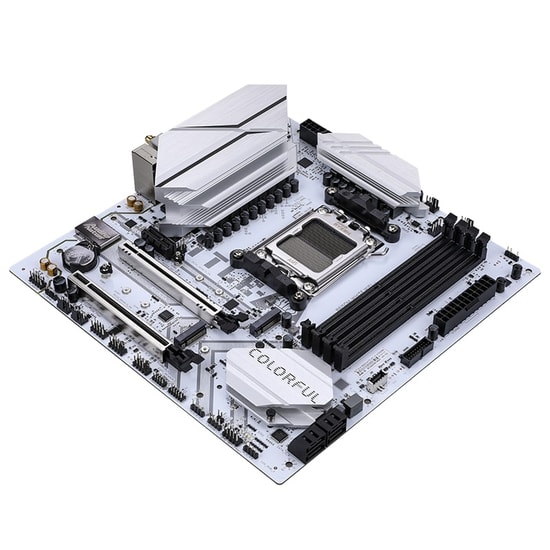 Colorful BATTLE-AX B650M-WHITE WIFI 6 V15 DDR5 7600 Anakart - AM5, 7600MHz, WiFi 6, 2xM.2, PCIe 5.0, 192GB RAM, mATX