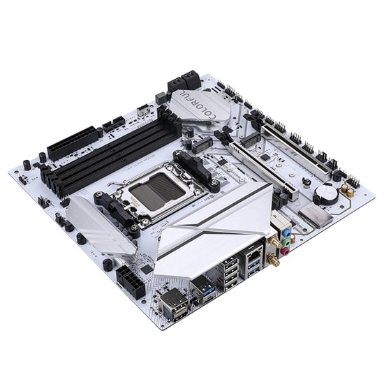 Colorful BATTLE-AX B650M-WHITE WIFI 6 V15 DDR5 7600 Anakart - AM5, 7600MHz, WiFi 6, 2xM.2, PCIe 5.0, 192GB RAM, mATX