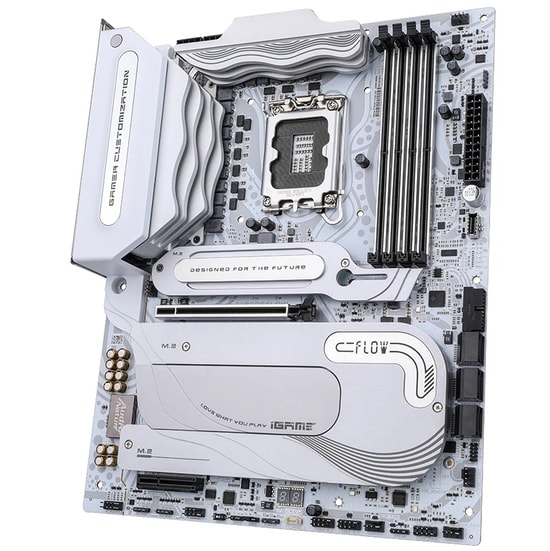 Colorful iGame Z890 FLOW WIFI 7 V20 DDR5 Anakart - LGA 1851, 192GB RAM, 4xM.2, PCIe 5.0, Wi-Fi 7, HDMI, ATX Beyaz