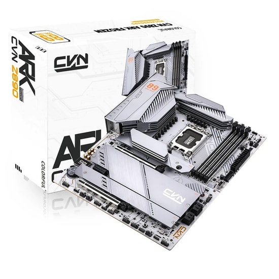 Colorful CVN Z890 ARK FROZEN WIFI 7 V20 DDR5 Anakart - LGA 1851, 8400MHz(OC), 5xM.2, PCIe 5.0, 192GB RAM, BT 5.4, ATX
