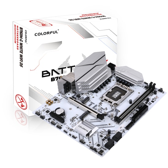 Colorful BATTLE-AX B760M-G WHITE WIFI 6 V20 DDR5 Anakart - LGA 1700, 7600MT/s(OC), 2xM.2, PCIe 4.0, WiFi 6, mATX