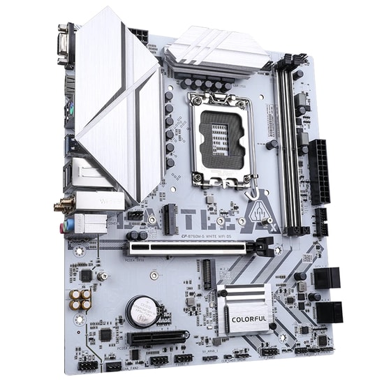Colorful BATTLE-AX B760M-G WHITE WIFI 6 V20 DDR5 Anakart - LGA 1700, 7600MT/s(OC), 2xM.2, PCIe 4.0, WiFi 6, mATX