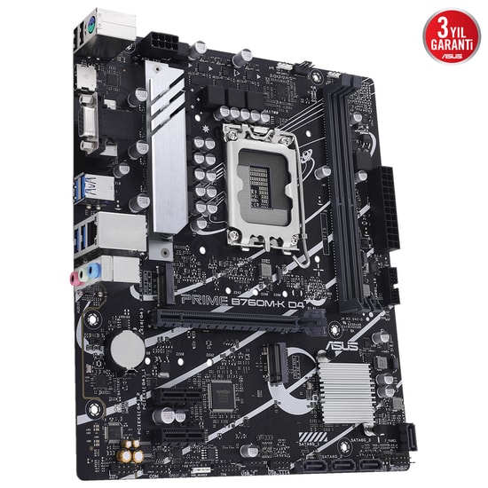 Asus PRIME B760M-K LGA1700 DDR4 Anakart - Intel B760, 5333MHz OC, Çift M.2, HDMI, VGA, 2.5G LAN, Aura Sync, Micro ATX