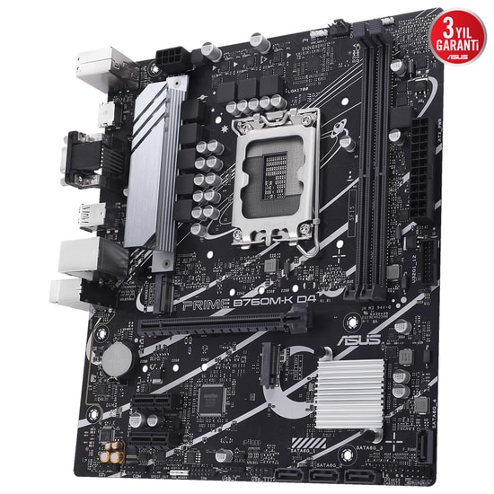 Asus PRIME B760M-K LGA1700 DDR4 Anakart - Intel B760, 5333MHz OC, Çift M.2, HDMI, VGA, 2.5G LAN, Aura Sync, Micro ATX