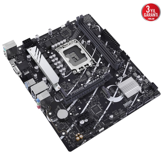Asus PRIME B760M-K LGA1700 DDR4 Anakart - Intel B760, 5333MHz OC, Çift M.2, HDMI, VGA, 2.5G LAN, Aura Sync, Micro ATX