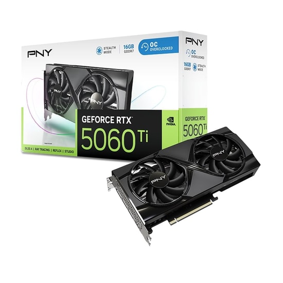 PNY GeForce RTX 5060 Ti Dual Fan OC 16GB GDDR7 Ekran Kartı (VCG5060T16DFXPB1-O) - 128 Bit, Blackwell, DLSS 4, 180W