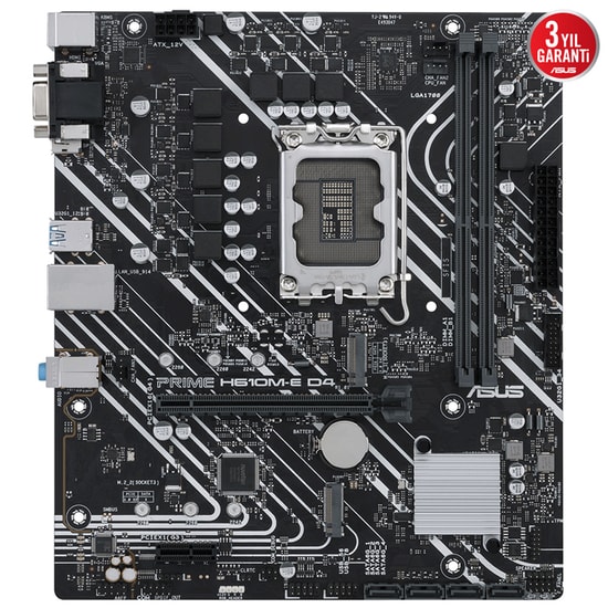 Asus Prime H610M-E D4-CSM LGA1700 DDR4 Anakart - Intel H610, 3200MHz, mATX, DP, HDMI, D-Sub, Çift M.2, PCIe 4.0 x16