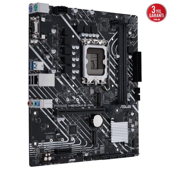 Asus Prime H610M-E D4-CSM LGA1700 DDR4 Anakart - Intel H610, 3200MHz, mATX, DP, HDMI, D-Sub, Çift M.2, PCIe 4.0 x16