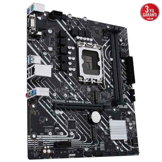 Asus Prime H610M-E D4-CSM LGA1700 DDR4 Anakart - Intel H610, 3200MHz, mATX, DP, HDMI, D-Sub, Çift M.2, PCIe 4.0 x16