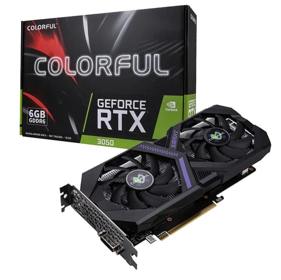 Colorful RTX 3050 6GB GDDR6 96Bit Gaming Ekran Kartı (RTX3050-6GB-V4-V) - DirectX 12 Ultimate, Çift Fan, HDMI, DP, 1470M