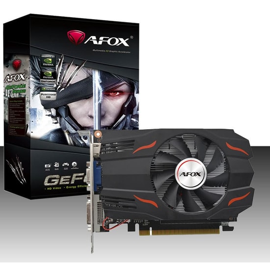 Afox GeForce GTX 750 Ti 4GB GDDR5 128Bit Ekran Kartı (AF750TI-4096D5H5-V3) - NVIDIA Maxwell, 640 CUDA, VGA, HDMI, DVI