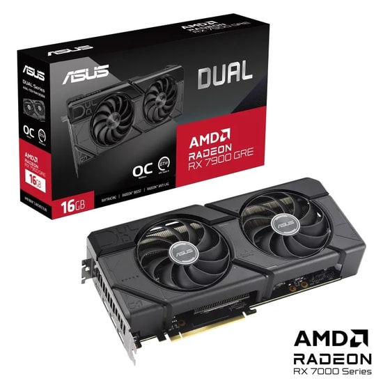 Asus Dual Radeon RX 7900 GRE OC 16GB GDDR6 Ekran Kartı (DUAL-RX7900GRE-O16G) - 256 Bit, RDNA 3, 18 Gbps, HDMI, 3xDP