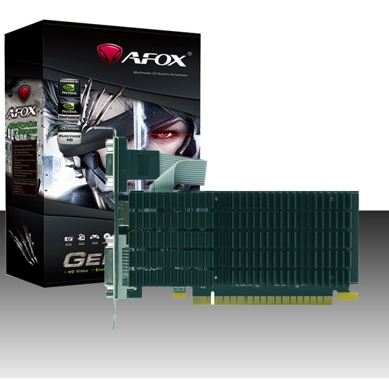 Afox GeForce GT 710 2GB DDR3 64Bit Ekran Kartı (AF710-2048D3L5) - HDMI, DVI, VGA, 954MHz, Fansız Pasif Soğutucu