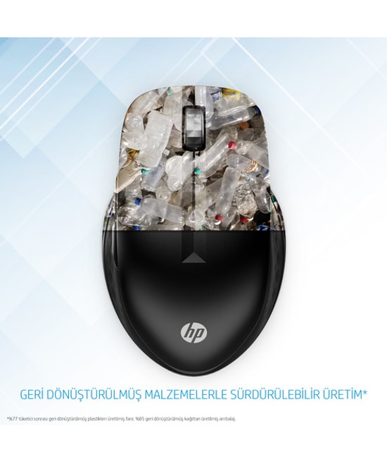 HP 430 Çoklu Cihaz Siyah Kablosuz Optik Mouse (3B4Q2AA) - 4000 DPI, Bluetooth ve 2.4 GHz, 5 Tuşlu, Sessiz Tıklama