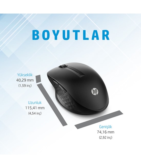 HP 430 Çoklu Cihaz Siyah Kablosuz Optik Mouse (3B4Q2AA) - 4000 DPI, Bluetooth ve 2.4 GHz, 5 Tuşlu, Sessiz Tıklama