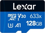Lexar 128GB 633x MicroSDXC UHS-I Hafıza Kartı (LMS0633128G-BNAAA) - SD Adaptörlü, 100MB/s Okuma Hızı, Full HD Video