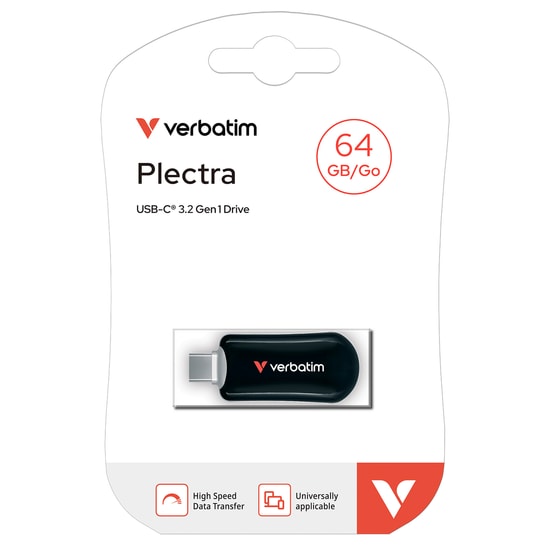 Verbatim Plectra 64GB USB-C Flash Bellek Siyah (30224) - USB 3.2 Gen 1, 100MB/s Okuma Hızı, OTG Desteği, NAND Teknoloji
