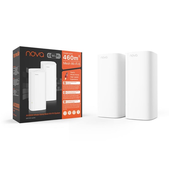 Tenda MX12-2P AX3000 Whole Home Mesh Wi-Fi 6 Sistemi - Dual Band, Wi-Fi 6, 650m2 Kapsama, 2xGbit Port, MU-MIMO, Beamform