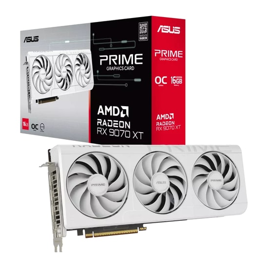 ASUS Prime Radeon RX 9070 XT OC 16GB GDDR6 Beyaz Ekran Kartı (PRIME-RX9070XT-O16G-W) - 256 Bit, RDNA 4.0, HDMI, 3xDP