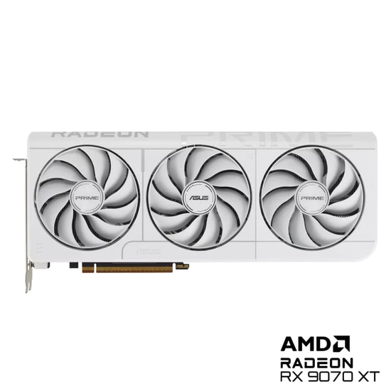 ASUS Prime Radeon RX 9070 XT OC 16GB GDDR6 Beyaz Ekran Kartı (PRIME-RX9070XT-O16G-W) - 256 Bit, RDNA 4.0, HDMI, 3xDP