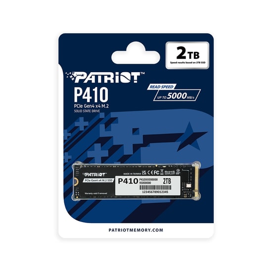 Patriot P410 2TB NVMe M.2 2280 SSD (P410P2TBM28H) - 5000/4500MB/s Okuma/Yazma, PCIe Gen4x4, NAND, Katı Hal Sürücü