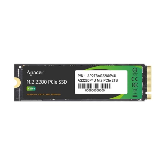 Apacer AS2280P4U 512GB NVMe M.2 SSD (AP512GAS2280P4U-1) - 3500/2300MB/s, PCIe Gen3x4, 3D NAND, Dahili SSD Disk
