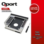 Qport Q-HDK9-9.5MM 2.5 inç HDD/SSD Notebook Sata Optik Sürücü Yuvası Kızak - 9.5mm Sata HDD/SSD Uyumlu Dönüştürücü