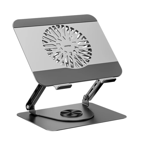 Unitek OT1098AGY01 360 Fanlı Notebook Standı - 8-17.3" Uyumlu Dizüstü Soğutucu, 360 Derece Dönebilen Mekanizma, Uzay Gri