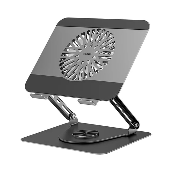 Unitek OT1098AGY01 360 Fanlı Notebook Standı - 8-17.3" Uyumlu Dizüstü Soğutucu, 360 Derece Dönebilen Mekanizma, Uzay Gri