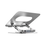 Unitek 360D 15.6" Metal Notebook Standı 5in1 D1109B01 - Ayrılabilir USB-C Hub, 100W PD, 100Mbps Ethernet, Uzay Grisi