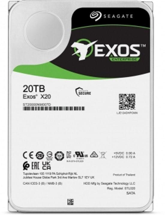 Seagate Exos X20 20TB 7200RPM 256MB ST20000NM007D 3.5" HDD - SATA 3, 285 MB/s, Veri Merkezi ve Güvenlik Diski