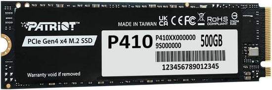 Patriot P410 500GB NVMe M.2 2280 SSD (P410P500GM28H) - 5000/2300MB/s Okuma Yazma, PCIe Gen4x4, NAND, Katı Hal Sürücü
