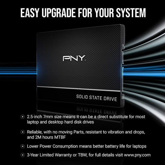 PNY CS900 250GB SSD (SSD7CS900-250-RB) - 535 MB/s Okuma, 500 MB/s Yazma, 2.5 inç SATA 3, 3D NAND Dahili SSD Disk