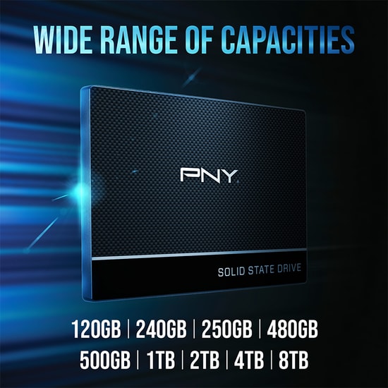 PNY CS900 250GB SSD (SSD7CS900-250-RB) - 535 MB/s Okuma, 500 MB/s Yazma, 2.5 inç SATA 3, 3D NAND Dahili SSD Disk