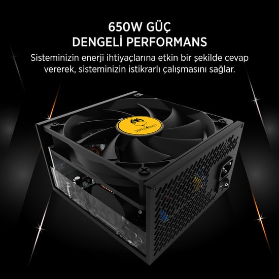 James Donkey JDP650 650W 80+ Bronze Güç Kaynağı - Aktif PFC, 120mm Fan, OVP/UVP/SCP Korumalı, Siyah Power Supply