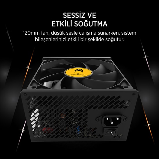 James Donkey JDP650 650W 80+ Bronze Güç Kaynağı - Aktif PFC, 120mm Fan, OVP/UVP/SCP Korumalı, Siyah Power Supply