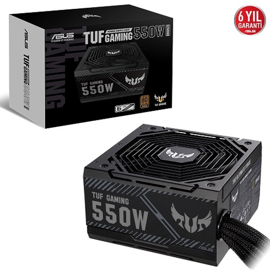 ASUS TUF Gaming 550B 550W 80+ Bronze Güç Kaynağı - 135mm Fan, Aktif PFC, 80 Plus Verimlilik, 6 Yıl Garanti, Non-Modüler