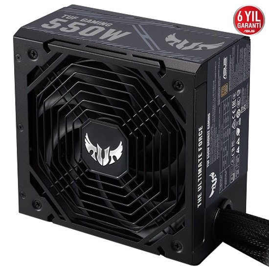 ASUS TUF Gaming 550B 550W 80+ Bronze Güç Kaynağı - 135mm Fan, Aktif PFC, 80 Plus Verimlilik, 6 Yıl Garanti, Non-Modüler